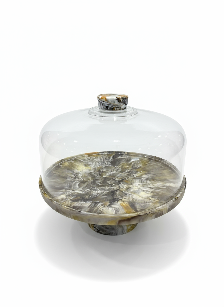 Cake Dome Glass with resin handle